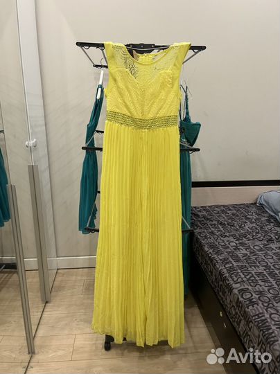 Желтое платье в пол 42-48