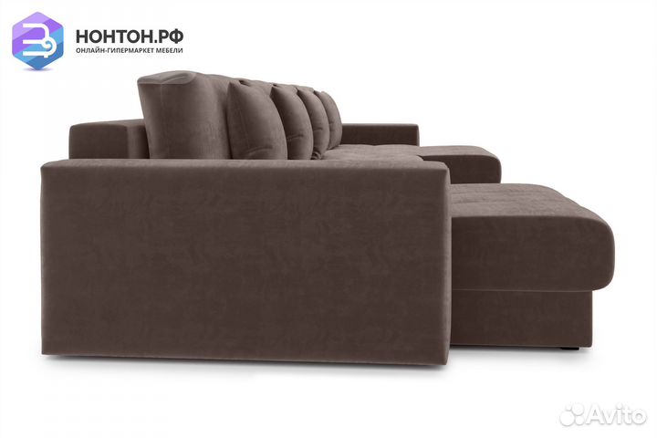 Диван п-образный тик-так Монарх М2О2 коричневый