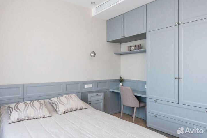 Шкаф со столом голубой