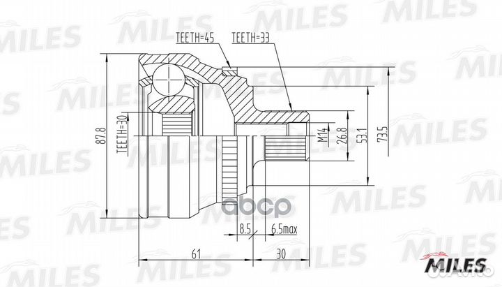 ШРУС audi 80/90 1.6-2.3 86-96 нар. +ABS GA20014