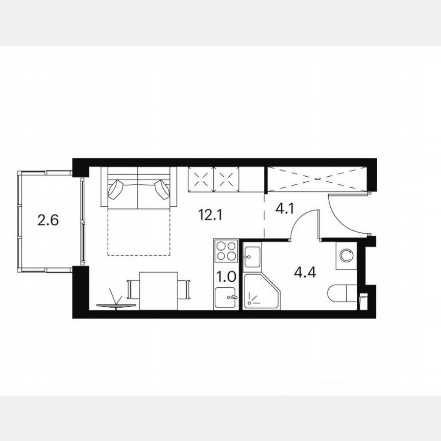 Апартаменты-студия, 24,2 м², 6/24 эт.