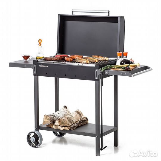 Мангал на колесах с крышкой гриль