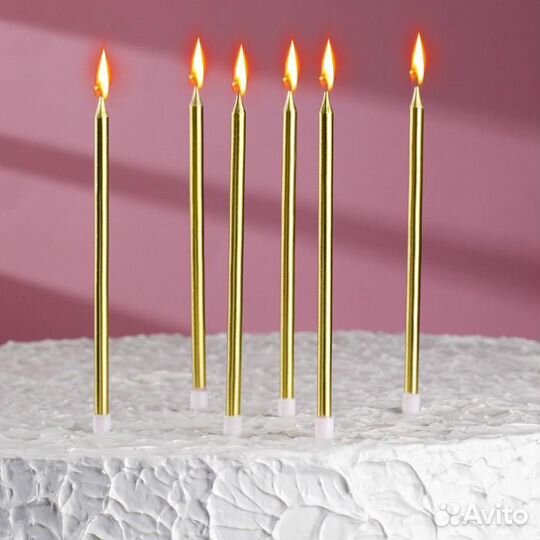 Свечи в торт 6 шт, высокие
