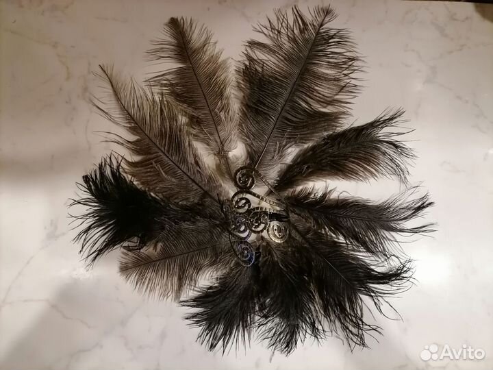 Перья страуса и павлина