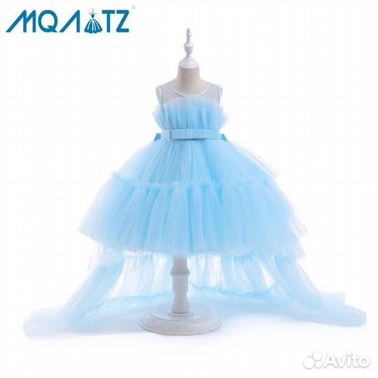 Пышное платье для девочки со шлейфом на выпускной