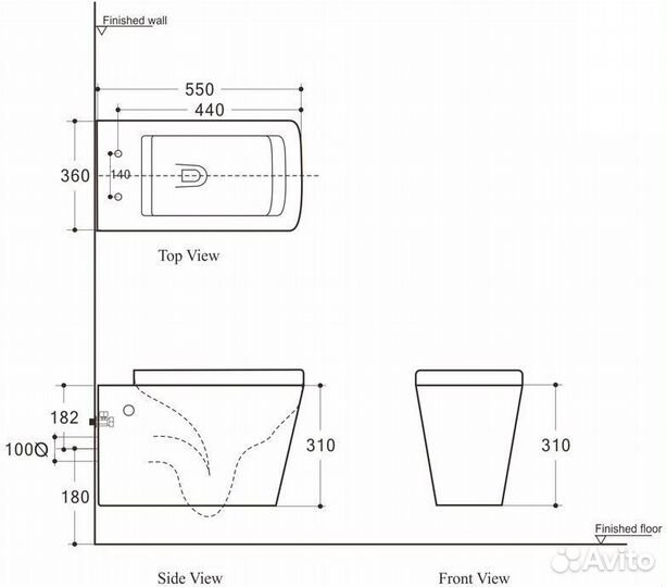 Унитаз подвесной Aquanet Rimless Tavr-W BL-103N-W