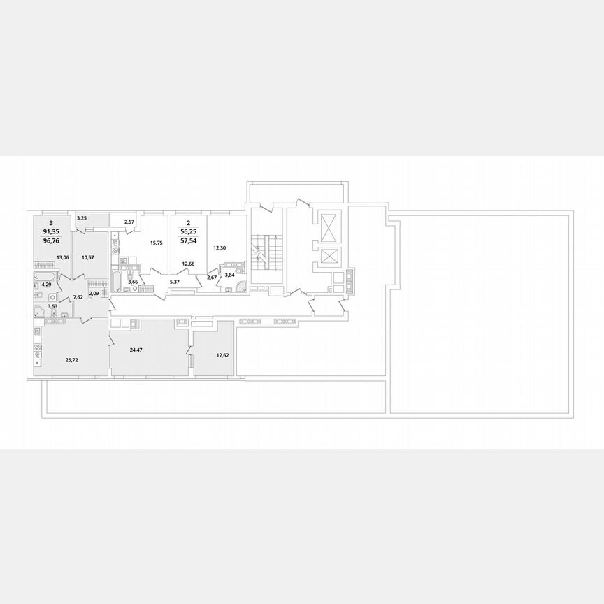 3-к. квартира, 96,8 м², 15/17 эт.