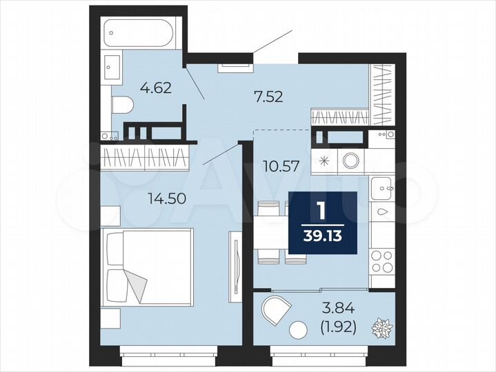 1-к. квартира, 39,1 м², 20/22 эт.