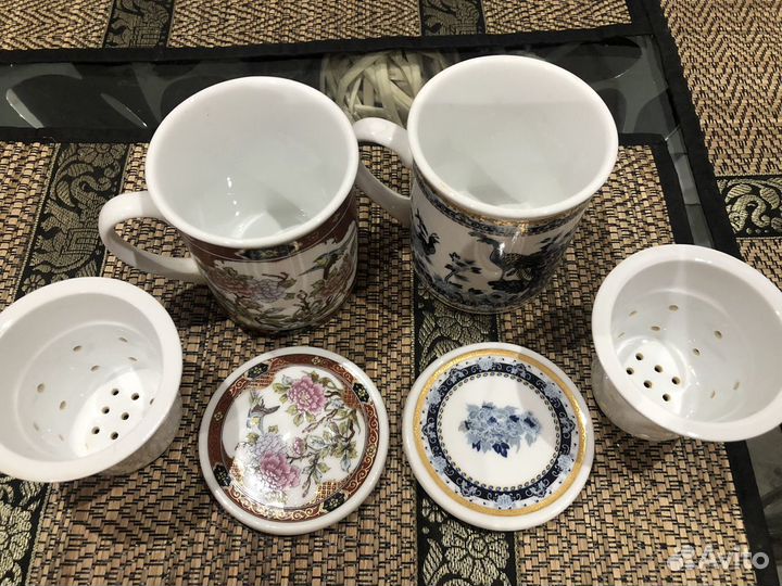 Фарфоровые бокалы (кружка) с крышкой для завариван