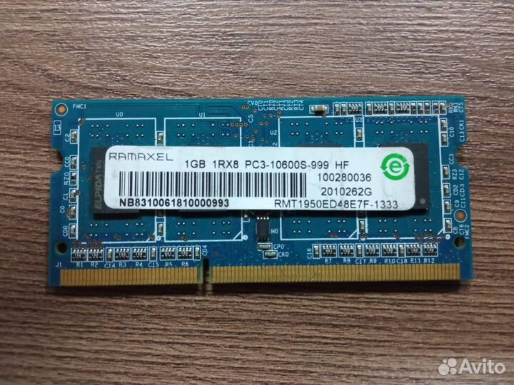 Модуль озу sodimm Ramaxel 1GB 1RX8 PC3-10600S-999