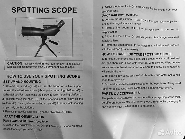 Труба зрительная Spotting Scopes 20-60x70