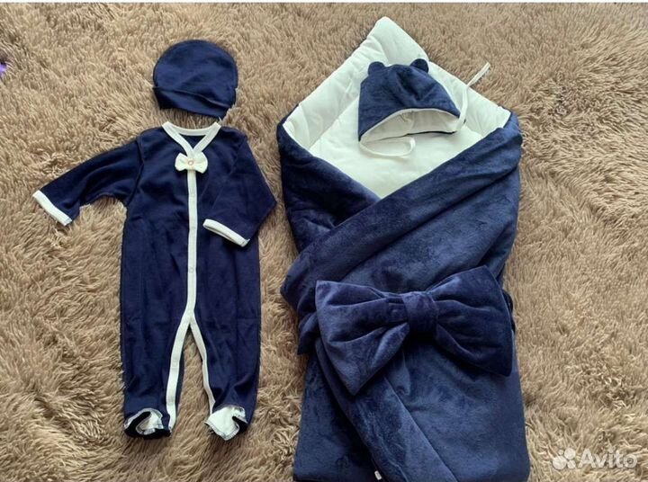 Комплект-конверт на выписку зимний для мальчика