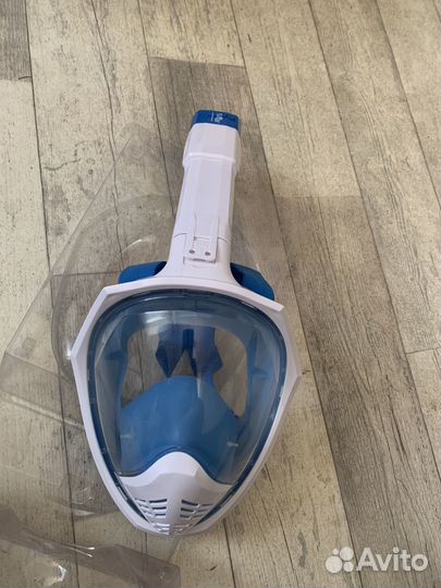 Маска для ныряния снорклинга голубая L/XL