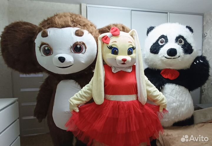 Ростовая кукла Панда,Чебурашка,Зайка, блеск шоу