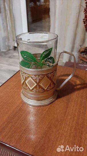 Подстаканник со стаканом, СССР,3 шт