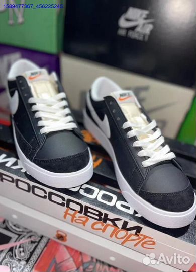 Nike Blazer Low Black White Swoosh (Арт.37875)