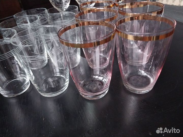 Стаканы СССР тонкое цветное стекло. 6 шт