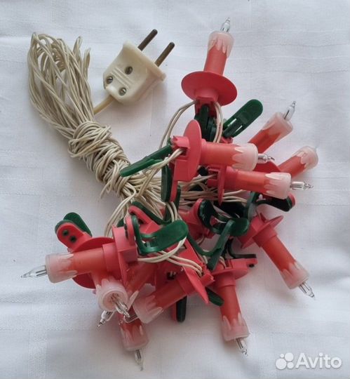 Елочная гирлянда СССР. Свечи. Воронежская фабрика