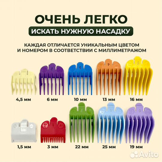 Разноцветные насадки для машинки для стрижки волос
