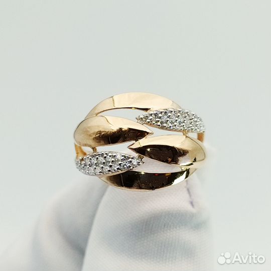 Золотое кольцо с фианитом 16р