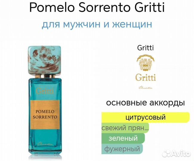 Духи тестер Gritti Pomelo Sorrento (65)