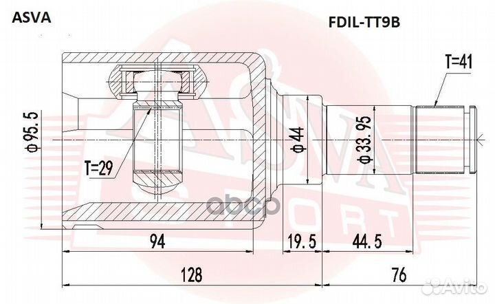 ШРУС внутренний левый 29X44X41 fdil-TT9B asva