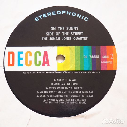 Джаз пластинка Jonah Jones - On The Sunny Side Of