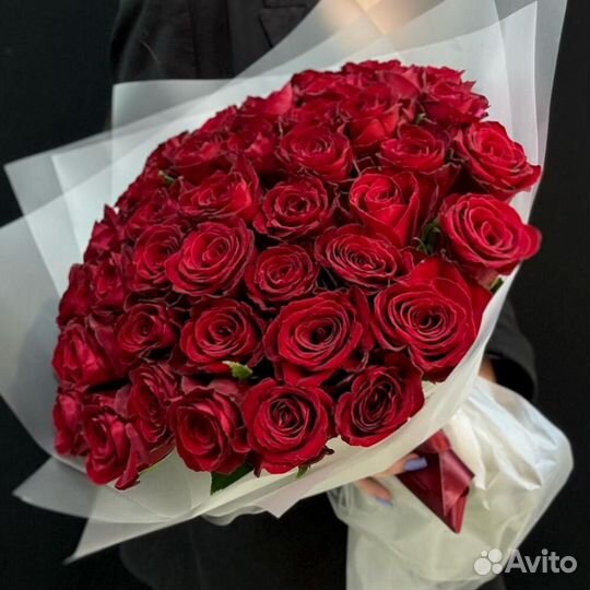 Розы красные букет цветы 51 роза