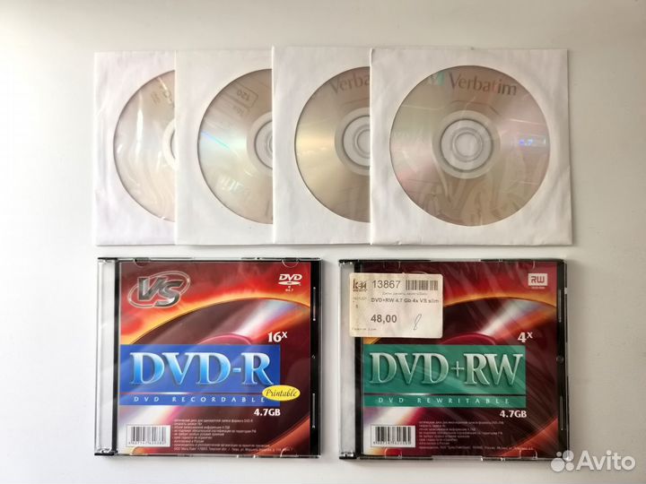 Набор дисков для записи DVD-R, DVD+RW (6 штук)