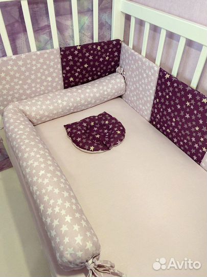Бортики и валик для детских кроваток новые