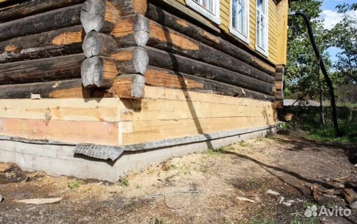 Замена венцов, лаг, подъем дома Ремонт пола