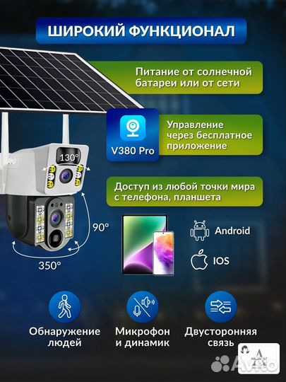 Умная поворотная 4G камера с 2-мя объективами