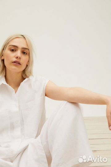 Платье-ркбашка H&M linen blend