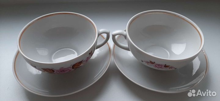 Чайные пары. Чашки. Чайники. Дулево