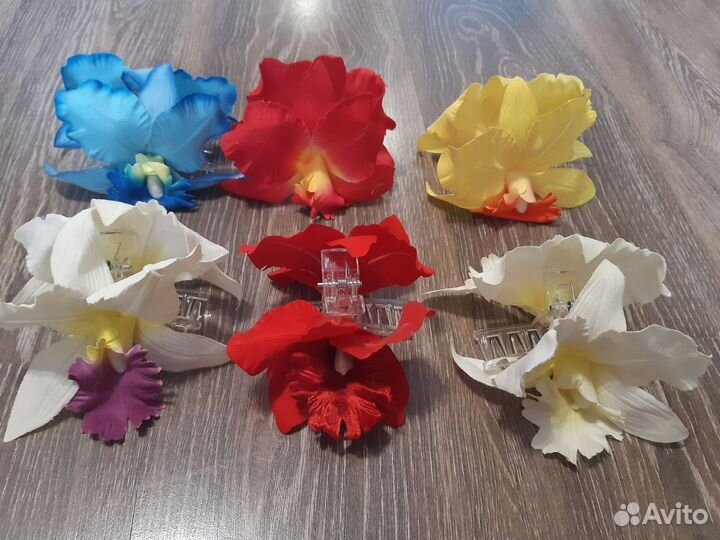 Заколка для волос краб с цветами Таиланд