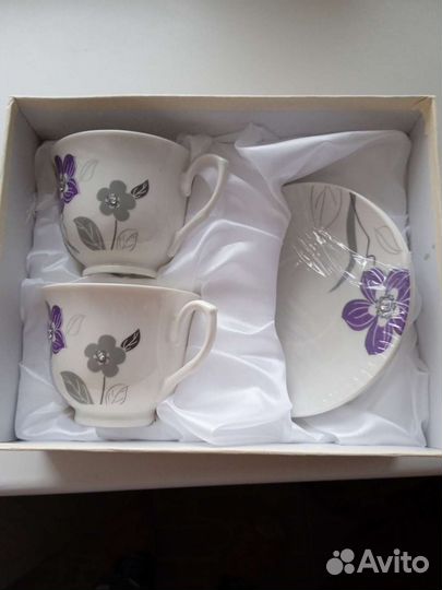 Чайный набор, 2 чайные чашки и 2 блюдца