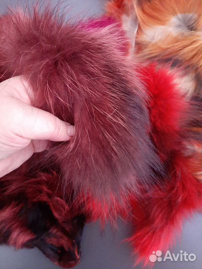 Мех красный лоскут кусочки меха