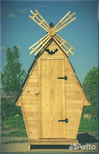 Дачный туалет деревянный прямоугольник PGE