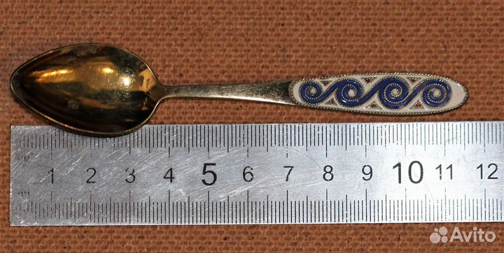 Ложка кофейная серебро 875 пробы эмаль