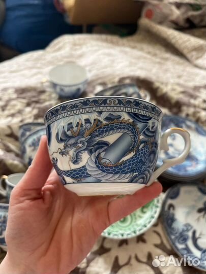 Чайный сервиз с драконами в японском стиле