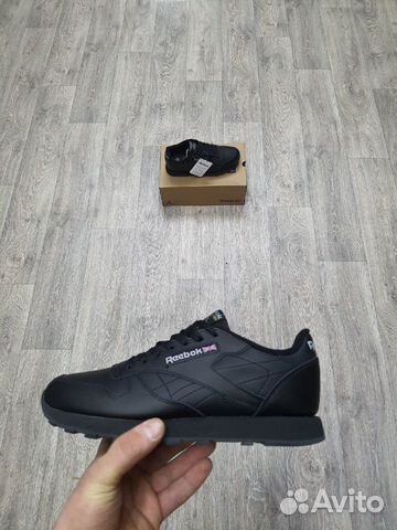 Кроссовки Reebok Classic черные женские кожаные ри