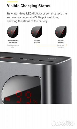 Повербанк для ноутбука Baseus Adaman 65W, 20000мАч