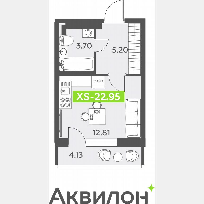 Квартира-студия, 23 м², 2/12 эт.