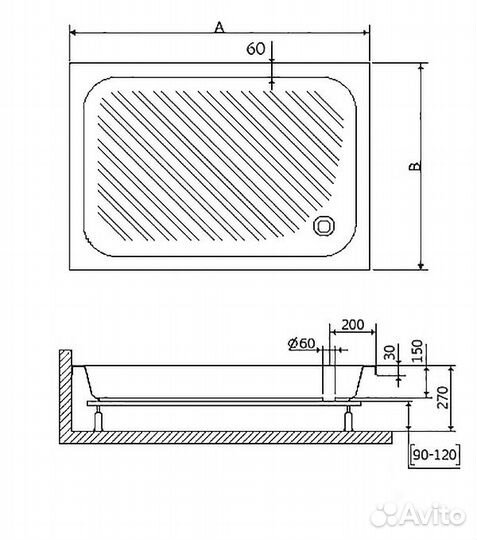 Душевой поддон акрил RGW Acrylic B/CL-S 100х80х27
