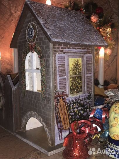 Новогодний Чайный домик с заборчиком для угощения