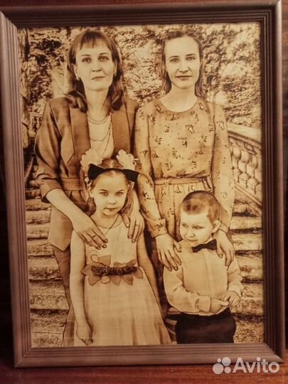 Портреты, картины на дереве, выжигание