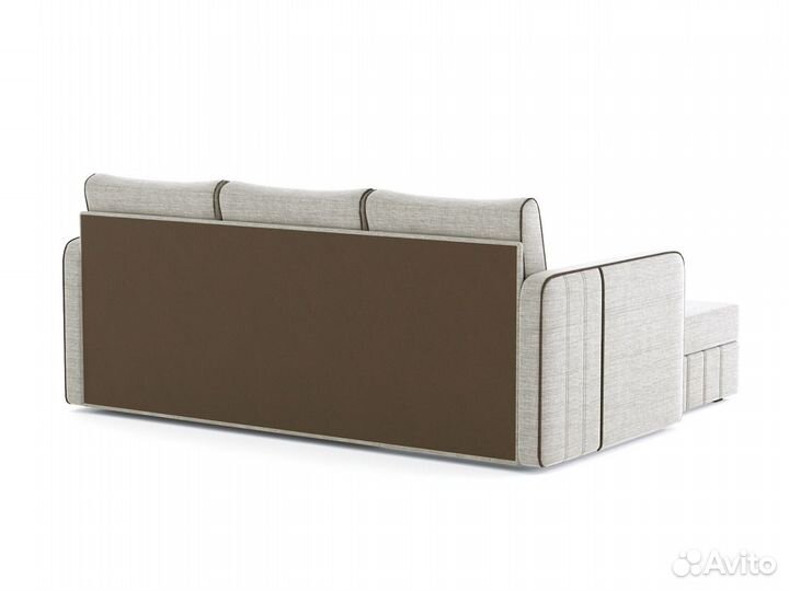 Угловой диван раскладной Слим Беж+Браун 210 см