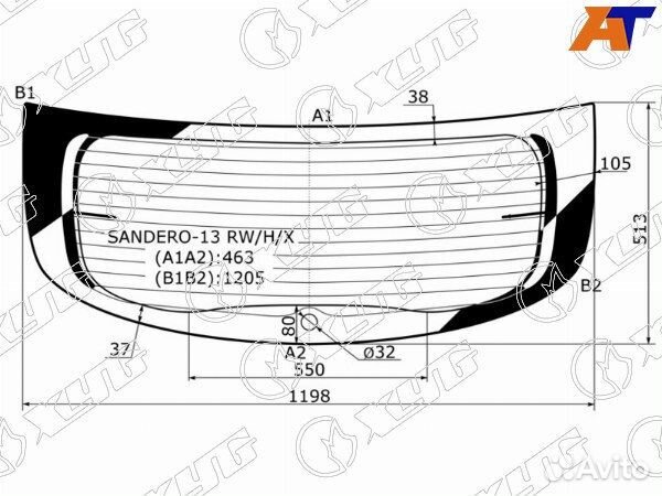 Стекло заднее dacia sandero