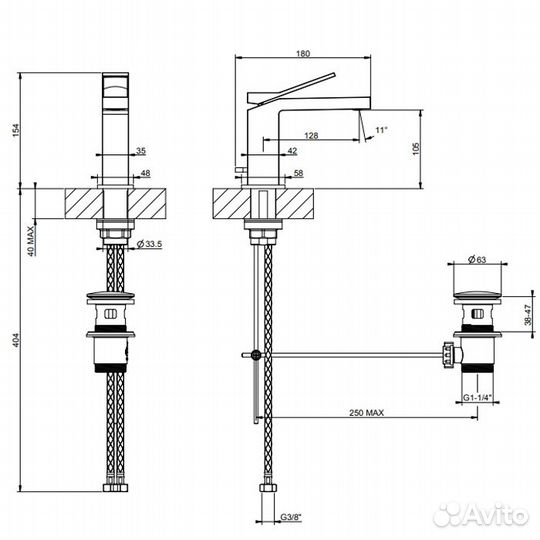 Смеситель для раковины Gessi Rettangolo K 53001#29