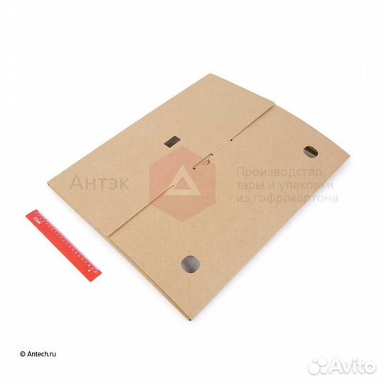 Картонная папка с окном 400*500*6 мгк Т24E бурый